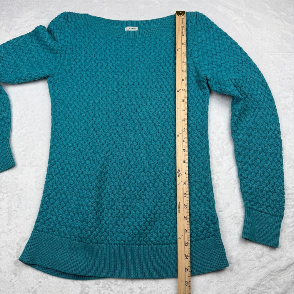 LL Bean Textured Cotton Boatneck Sweater Size Small Coastal Grandmother - Picture 5 of 8